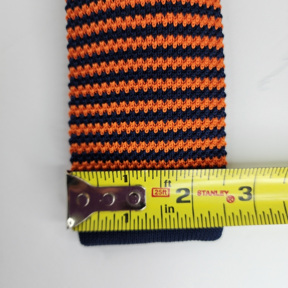 CHAPS Orange & Blue Knitted Tie. - Picture 5 of 5